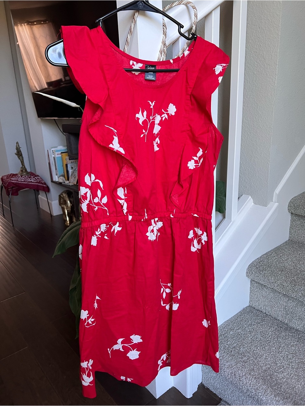 City Streets Red Floral Ruffle Dress